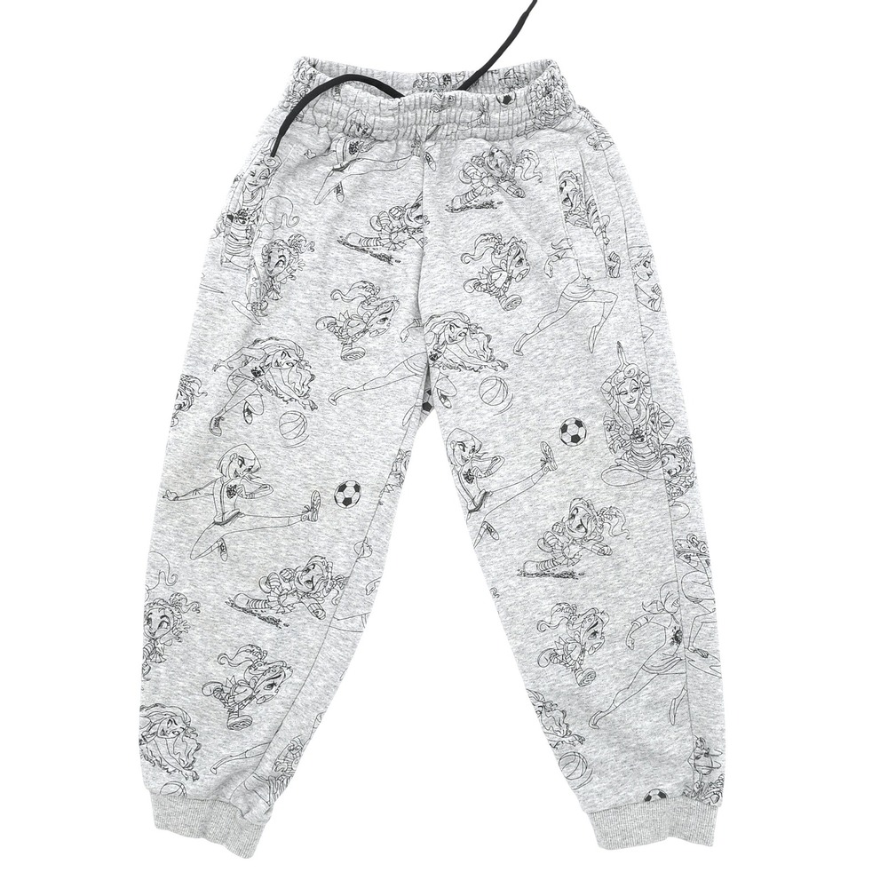 Adidas Disney Princess Comfy Squad Joggers Gray Graphic Sweatpants Girls 5-6Y